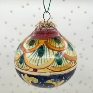 Hand-painted Italian 'Peacock's Eye' Ornament from Sicily